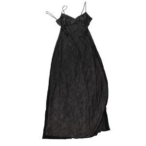 Vintage Cache Pink And Black Floral Mesh Maxi Dress With Beading Size 12